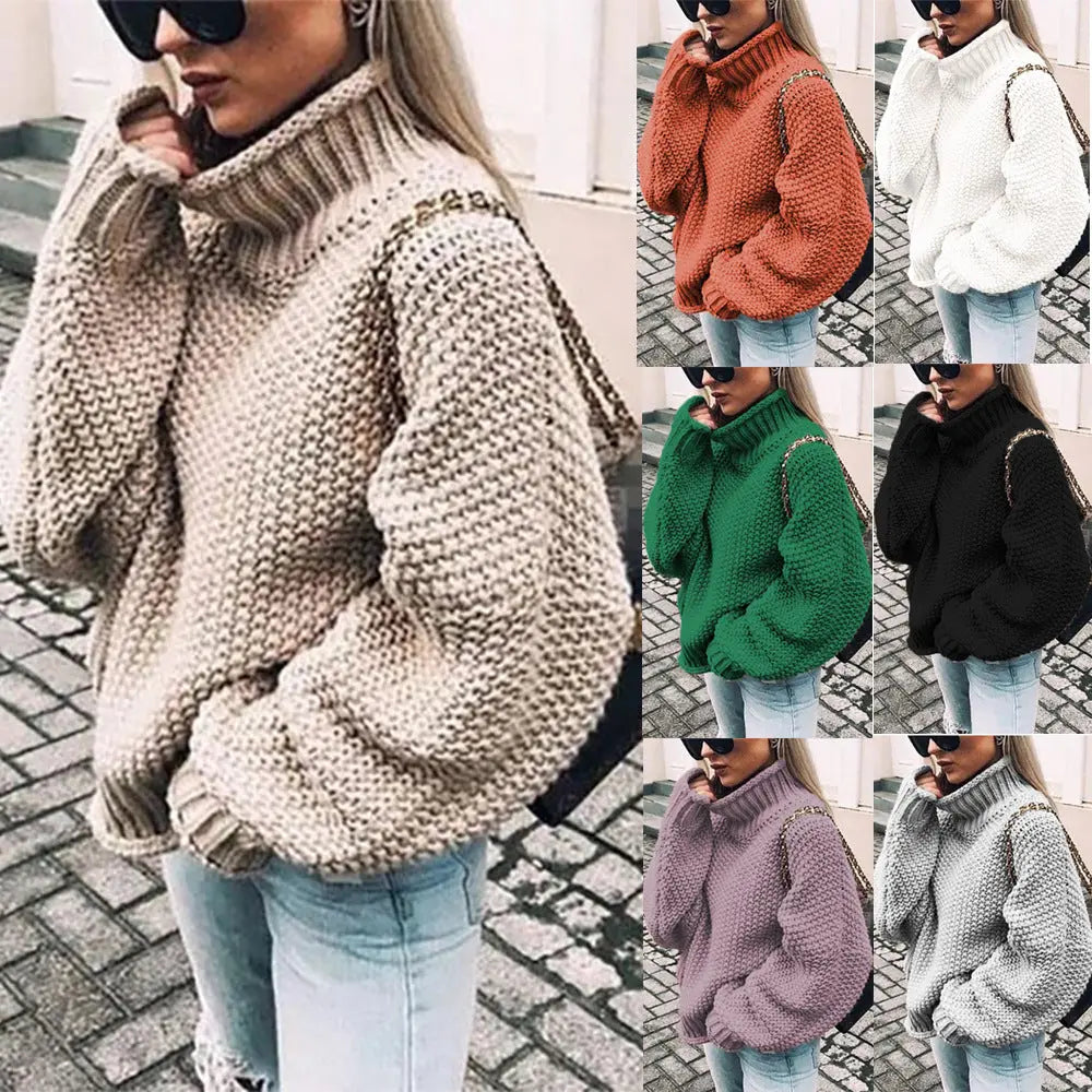 Women’s Oversized Chunky Knit Turtleneck Jumper