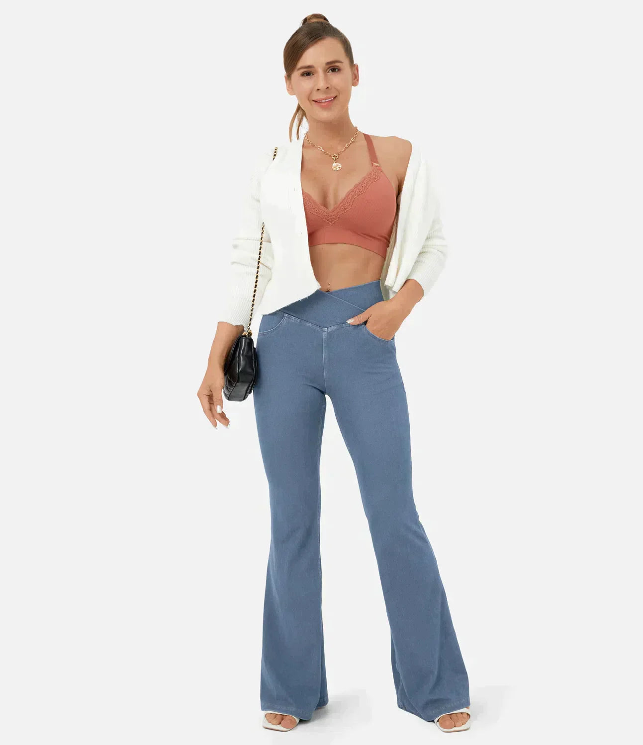 Women’s High-Waisted Flare Trousers | Stretch