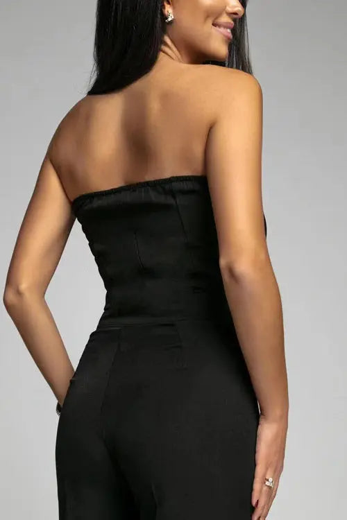 Women’s Strapless Jumpsuit With Fitted Bodice And Wide-Leg Pants