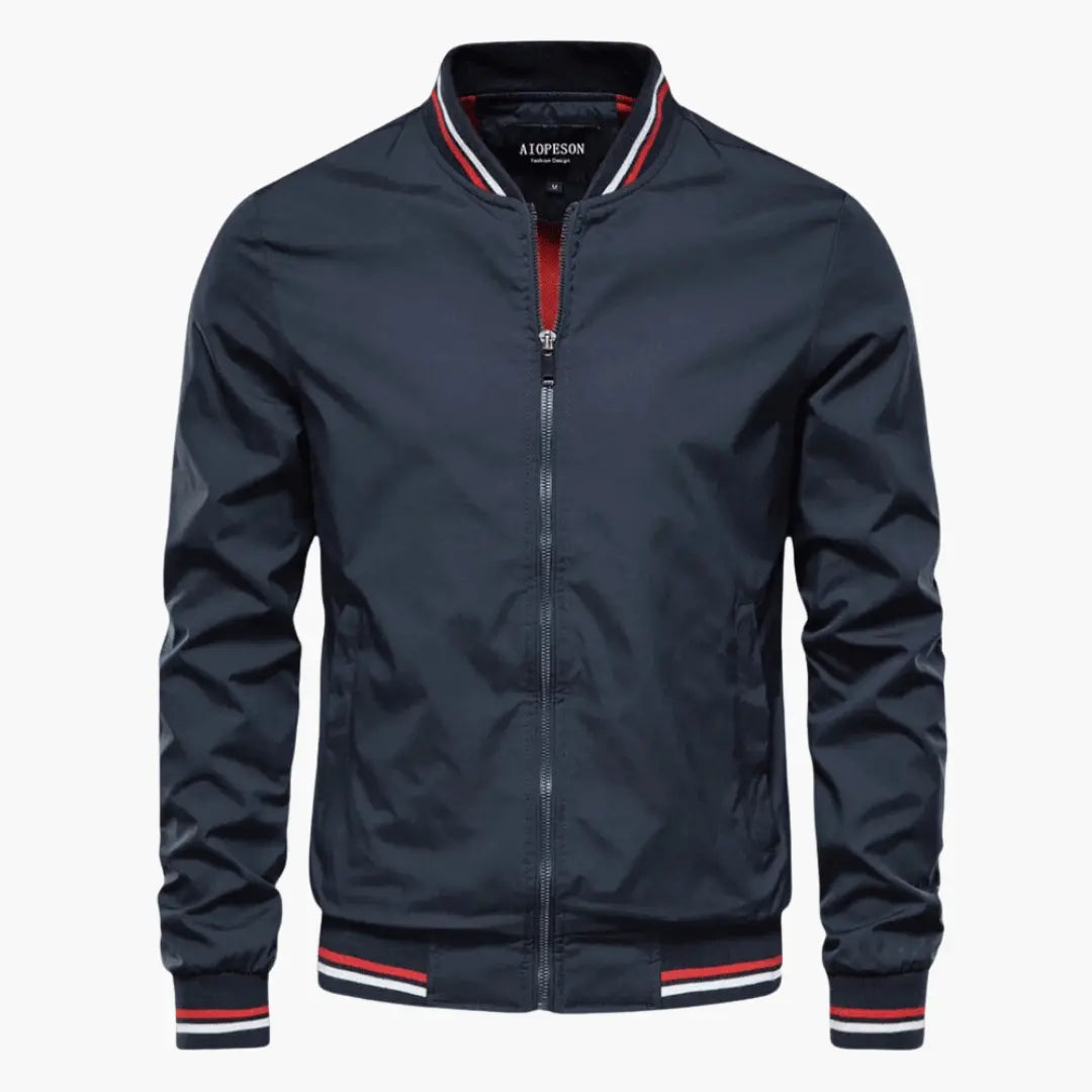 Men’s Zip-Up Bomber Jacket With Ribbed Trim And Front Pockets