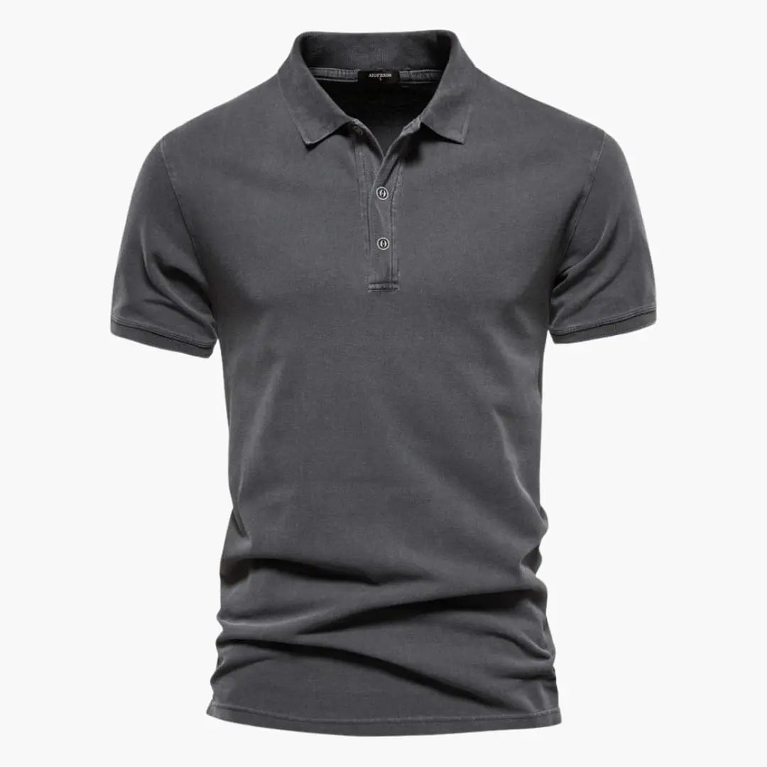 Men's Polo Shirt with Button Placket and Tapered Fit