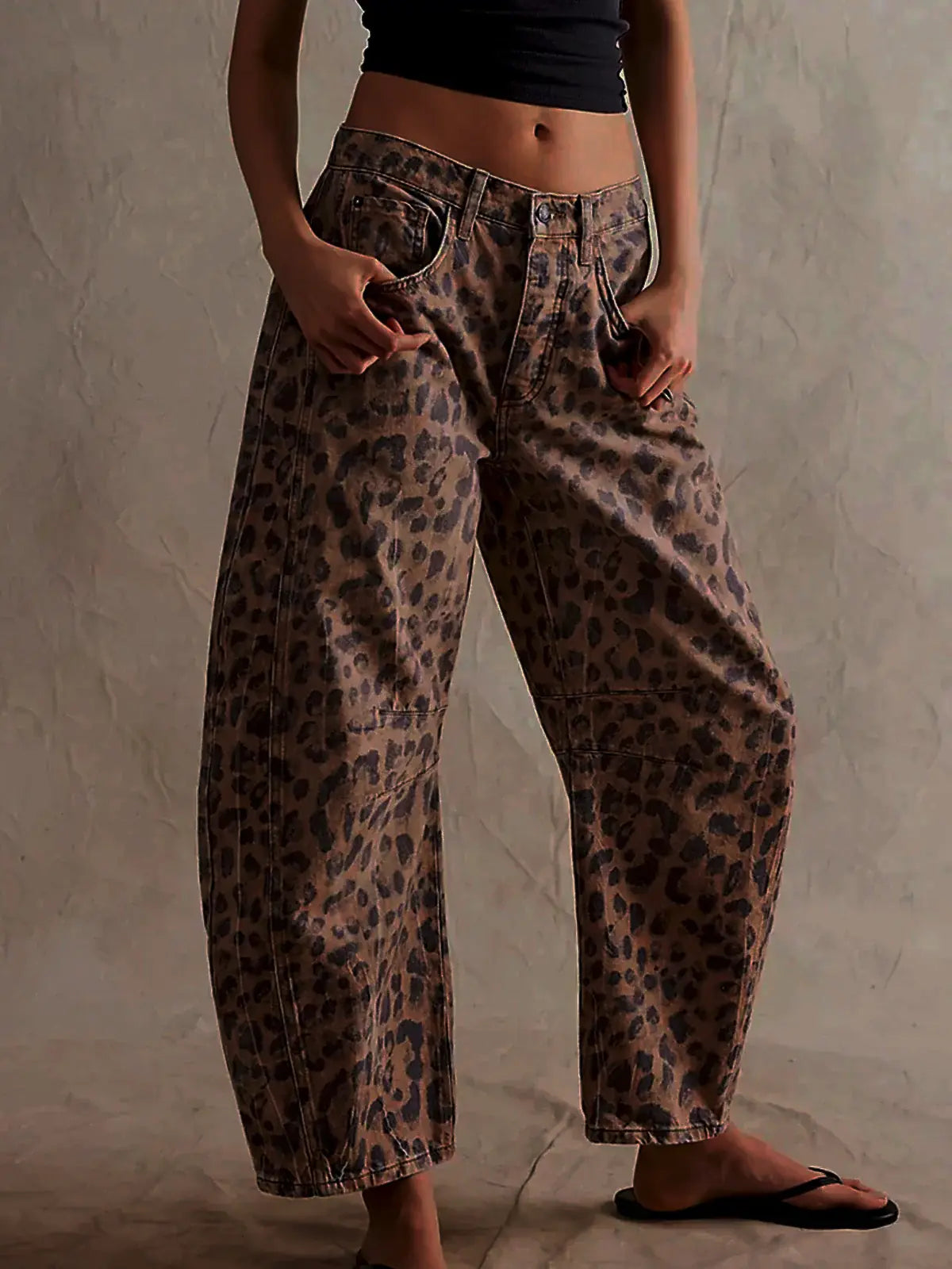 Women’s Leopard Print Wide-Leg Jeans | Baggy