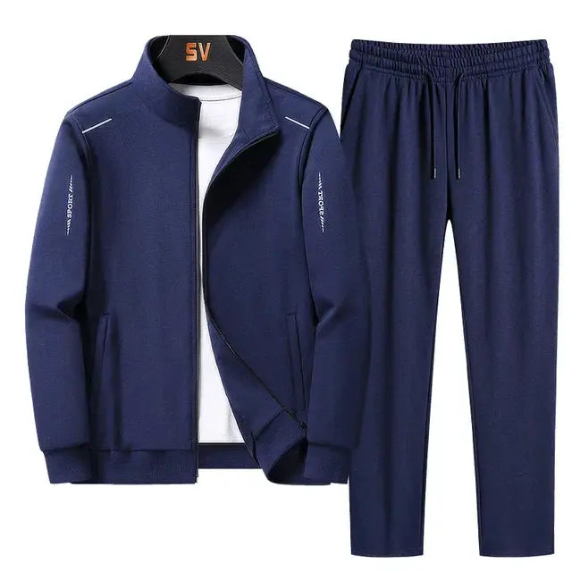 Men's Zip Up Two Piece Tracksuit Set with Jogger Pants and Athletic Jacket