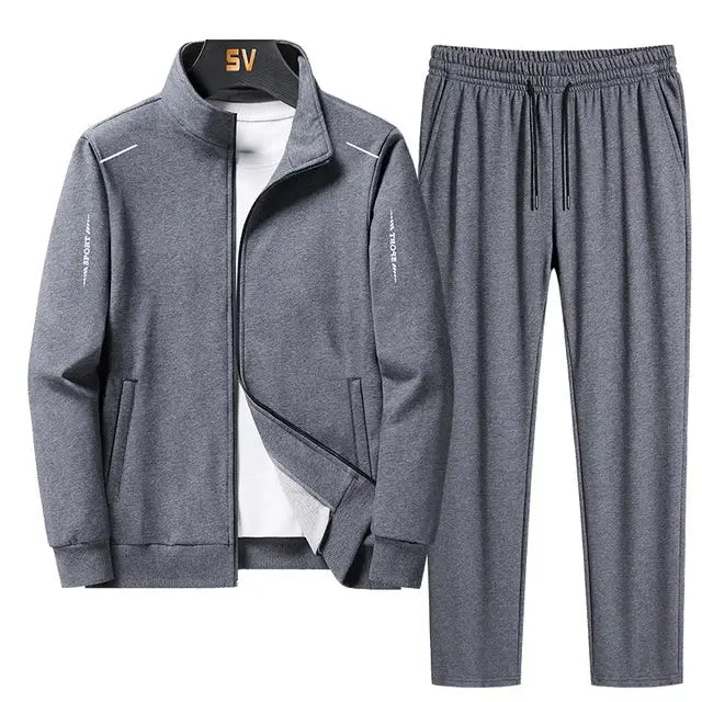 Men's Zip Up Two Piece Tracksuit Set with Jogger Pants and Athletic Jacket
