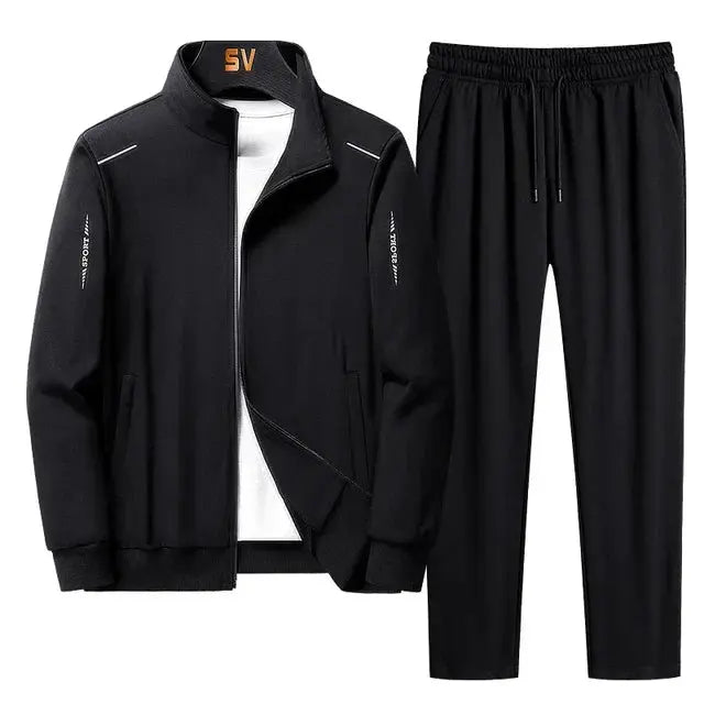 Men's Zip Up Two Piece Tracksuit Set with Jogger Pants and Athletic Jacket