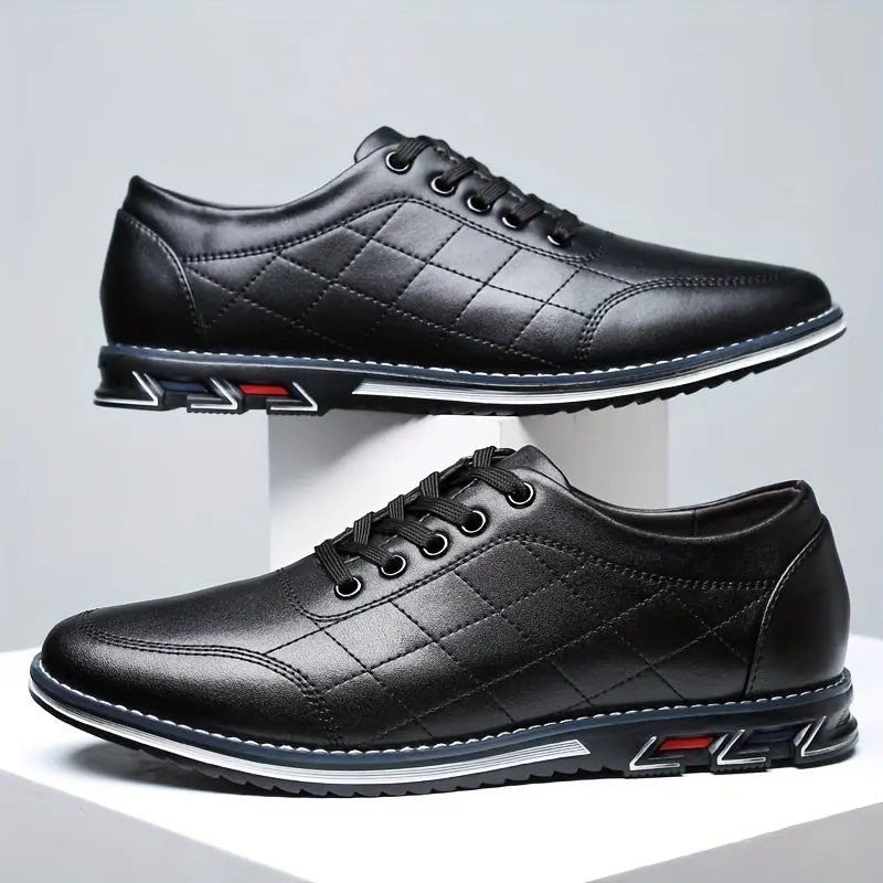 Men's Lace-Up Casual Shoes with Quilted Detailing and Sport Sole