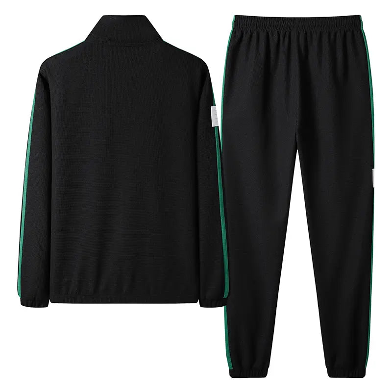 Men's Zip Up Tracksuit Two-piece with Stripe Jacket and Jogger Pants Set