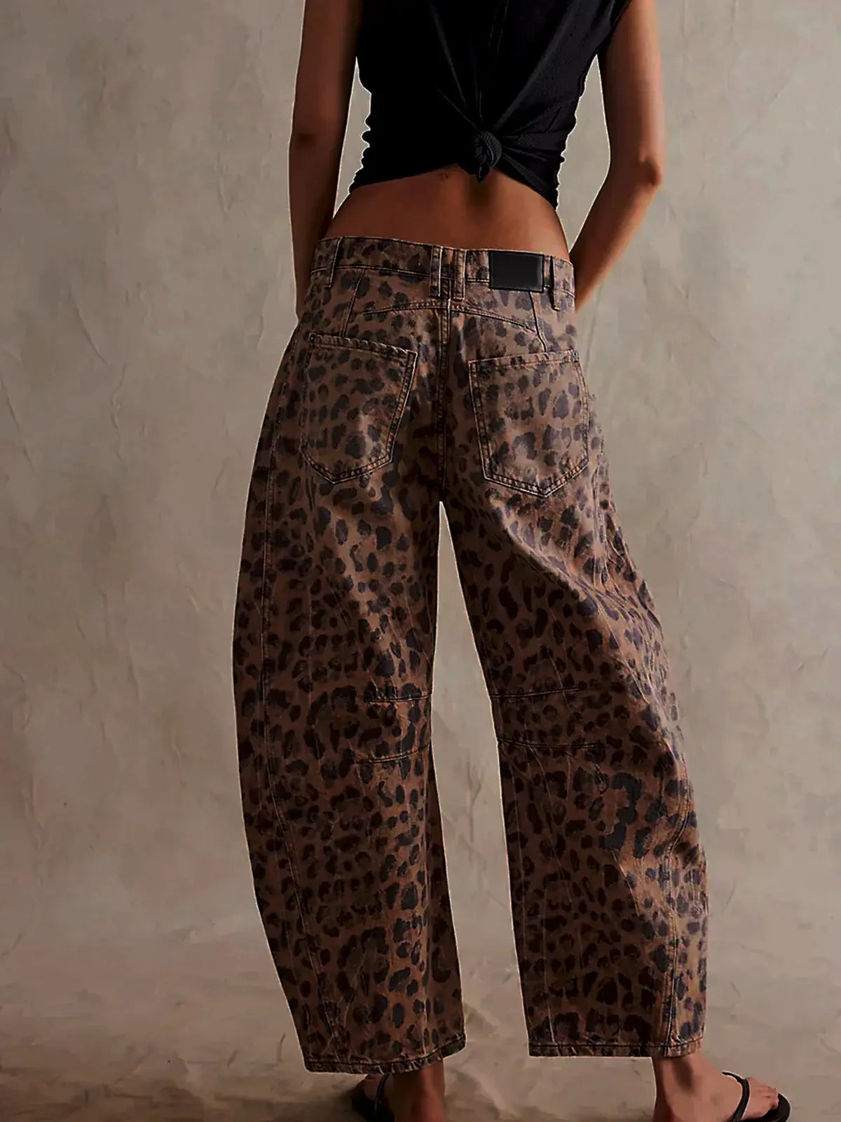 Women’s Leopard Print Wide-Leg Jeans | Baggy