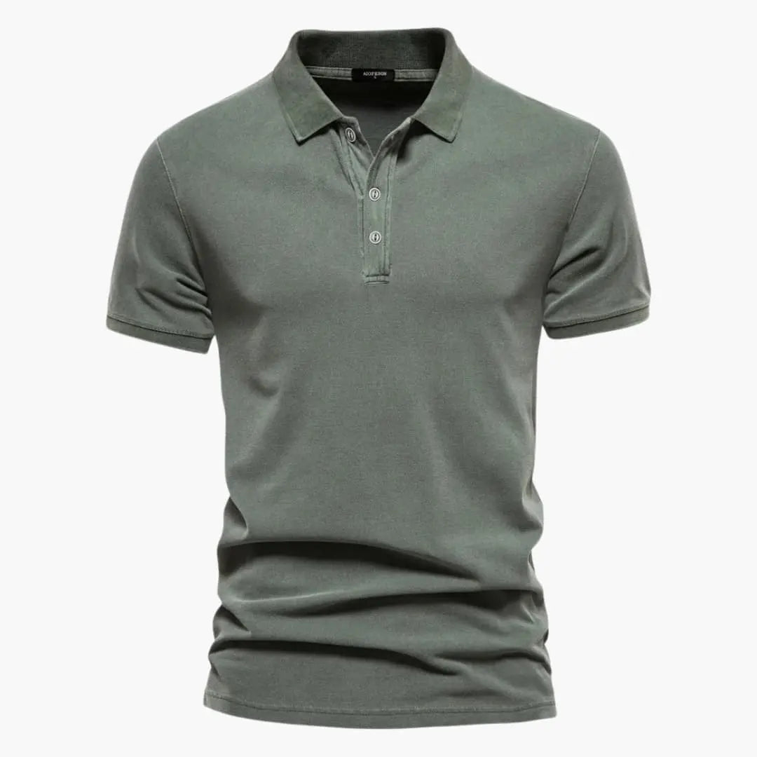 Men's Polo Shirt with Button Placket and Tapered Fit