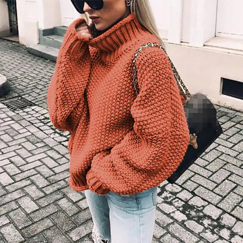 Women’s Oversized Chunky Knit Turtleneck Jumper