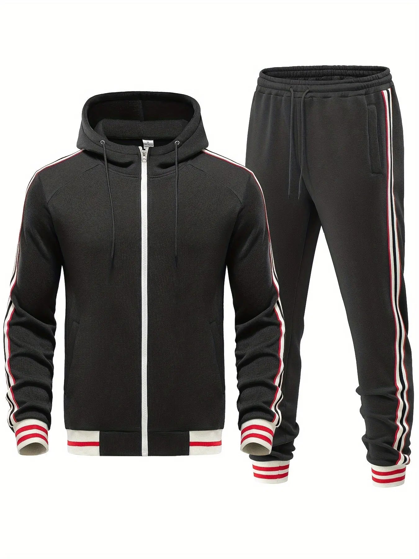 Men's Striped 2-Piece Tracksuit Set with Hoodie and Joggers