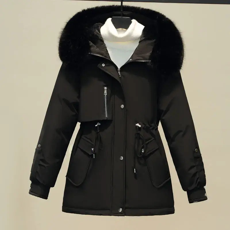 Women's Fleece Lined Winter Parka Jacket with Hood