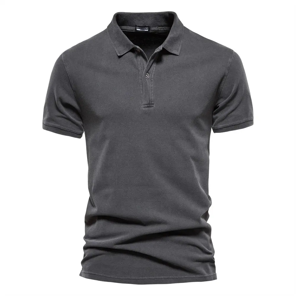 Men's Slim Fit Polo Shirt with Classic Collar and Button Placket