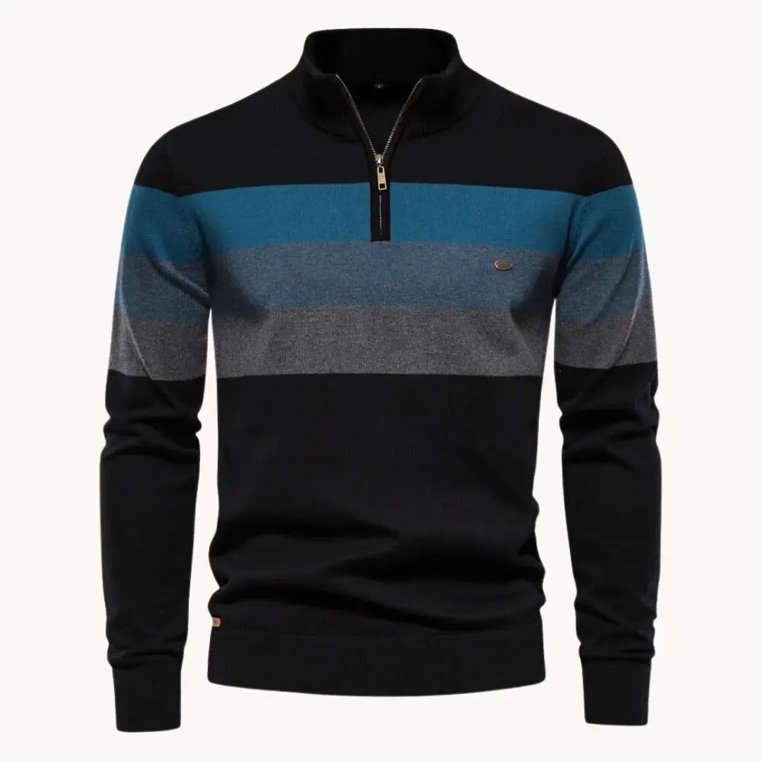 Men’s Striped Quarter-Zip Jumper with Modern Slim Fit Design