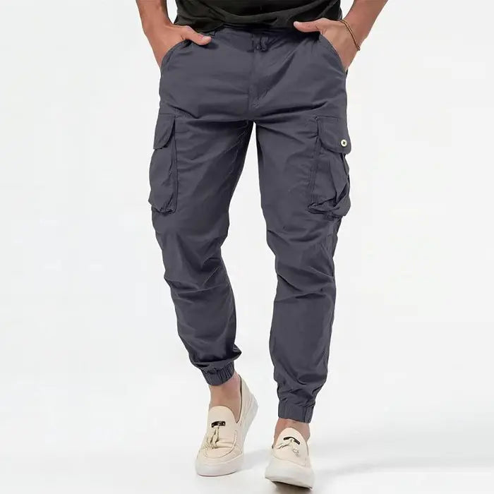 Men’s Cargo Trousers With Side Cargo Pockets and Elasticated Cuffs
