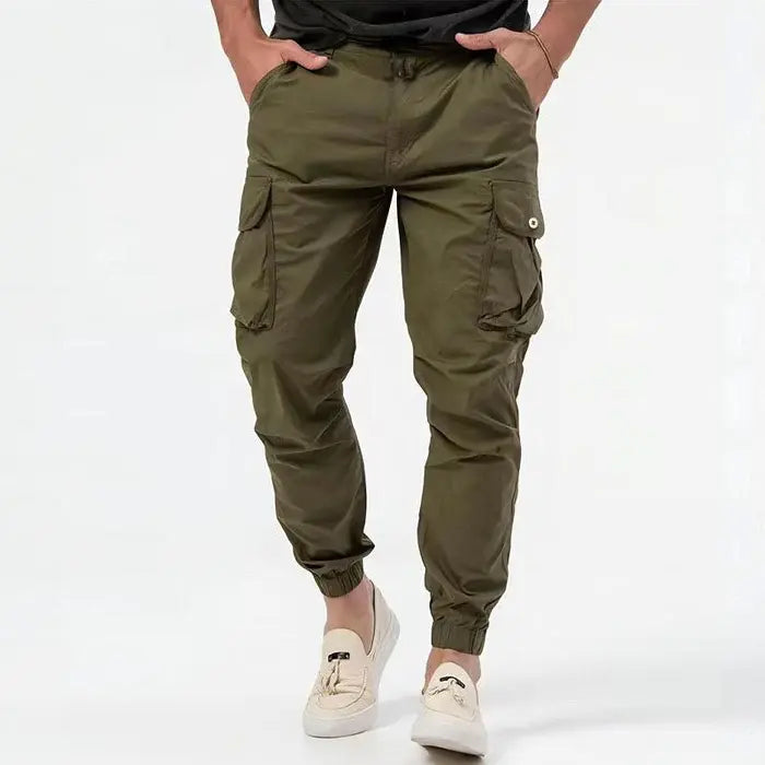 Men’s Cargo Trousers With Side Cargo Pockets and Elasticated Cuffs