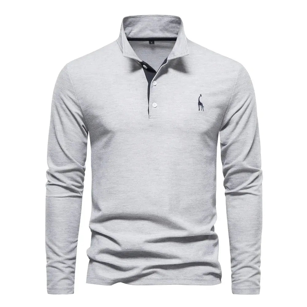 Men’s Long Sleeve Polo Jumper with Button Placket and Collar