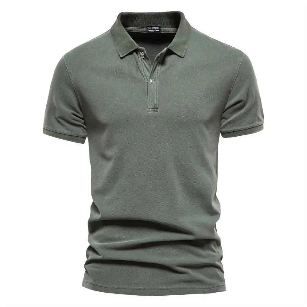 Men's Slim Fit Polo Shirt with Classic Collar and Button Placket