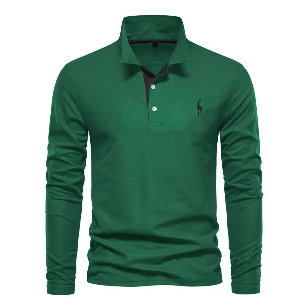 Men’s Long Sleeve Polo Jumper with Button Placket and Collar