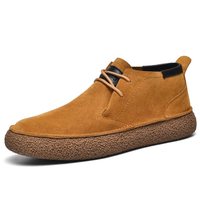 Men's Mid-Top Loafers with Textured Sole and Lace-Up Front