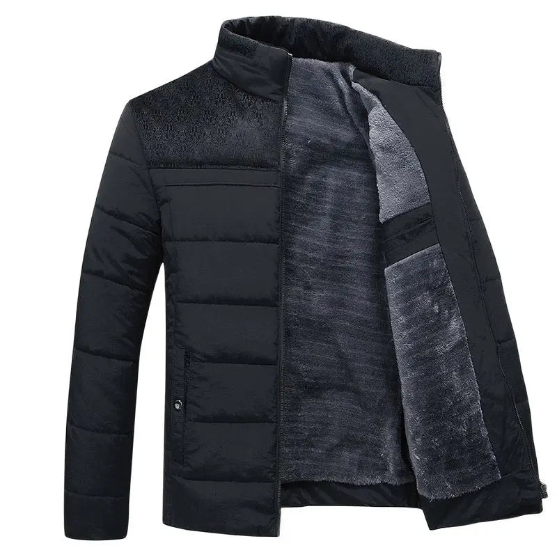 Men's Fleece Winter Jacket with Zip Closure and Soft Inner Lining