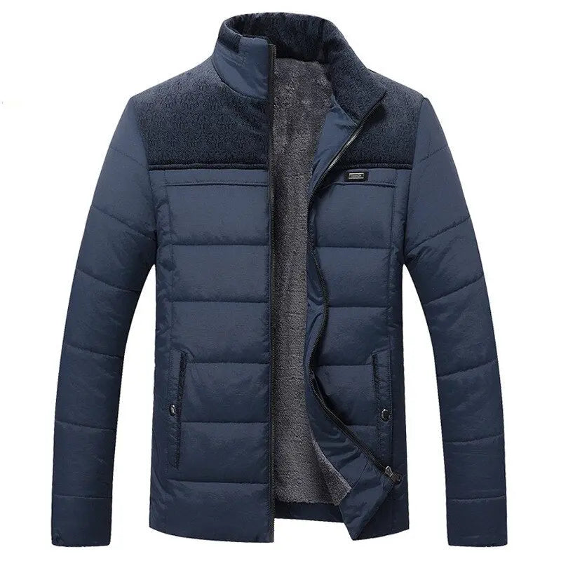Men's Fleece Winter Jacket with Zip Closure and Soft Inner Lining