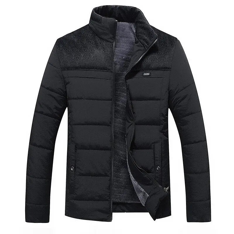 Men's Fleece Winter Jacket with Zip Closure and Soft Inner Lining