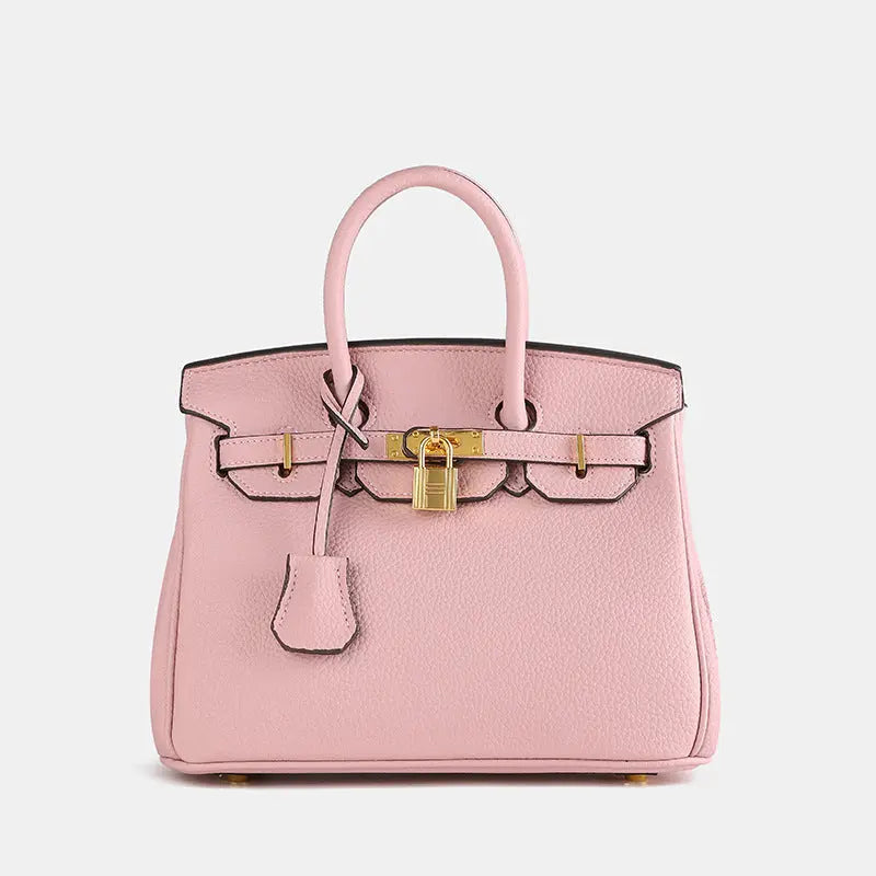 Women’s Structured Handbag With Top Handles And Gold-Tone Hardware