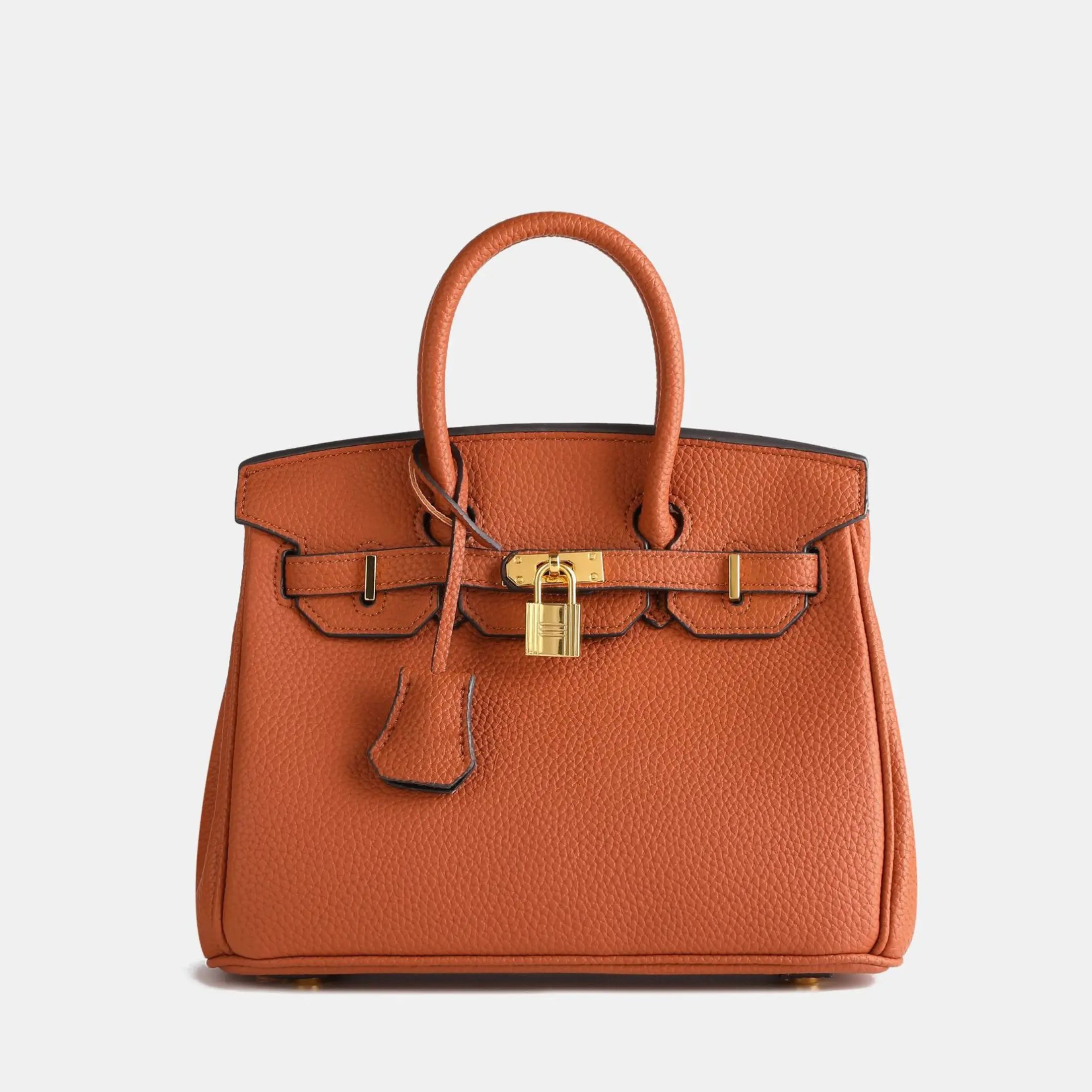 Women’s Structured Handbag With Top Handles And Gold-Tone Hardware