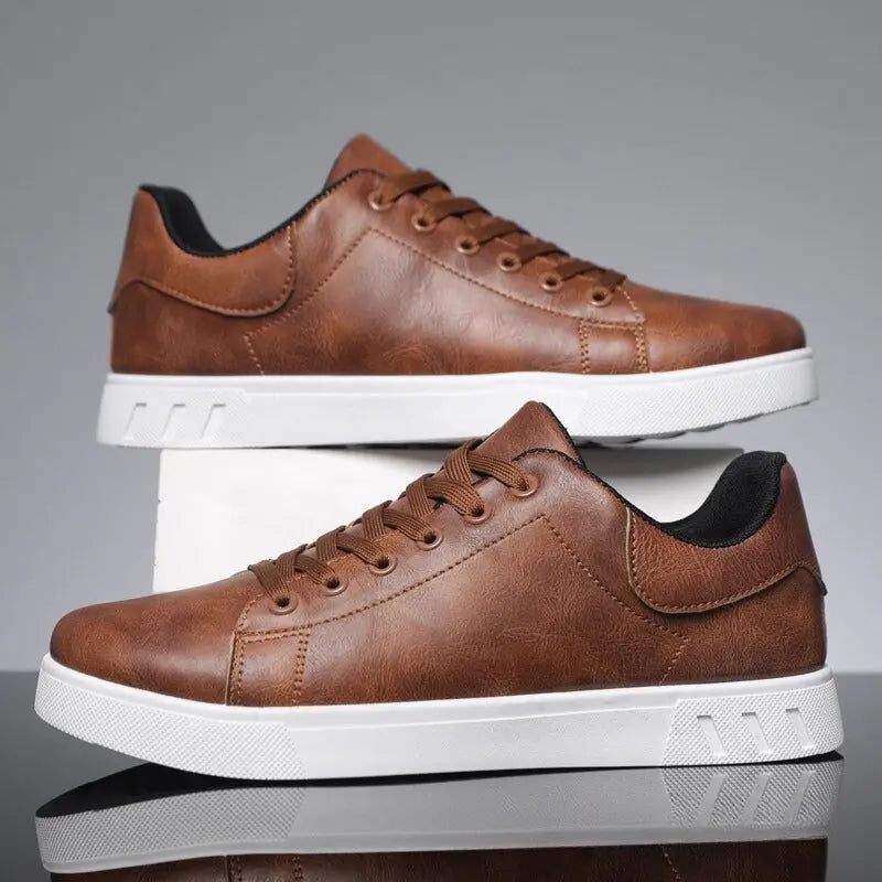 Men’s Low-Top Sneakers with Lace-Up Front and White Sole