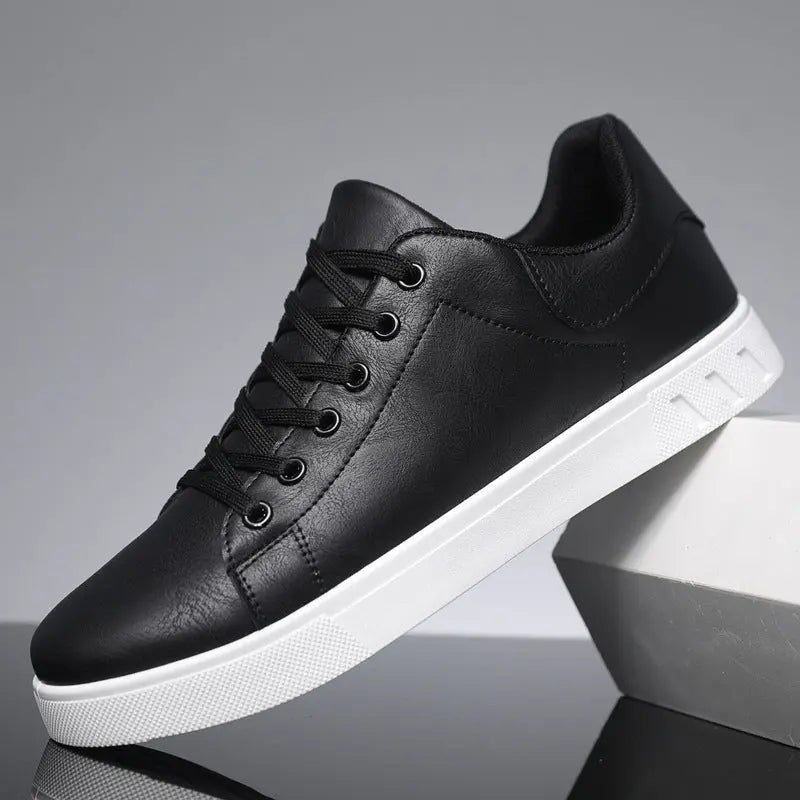 Men’s Low-Top Sneakers with Lace-Up Front and White Sole