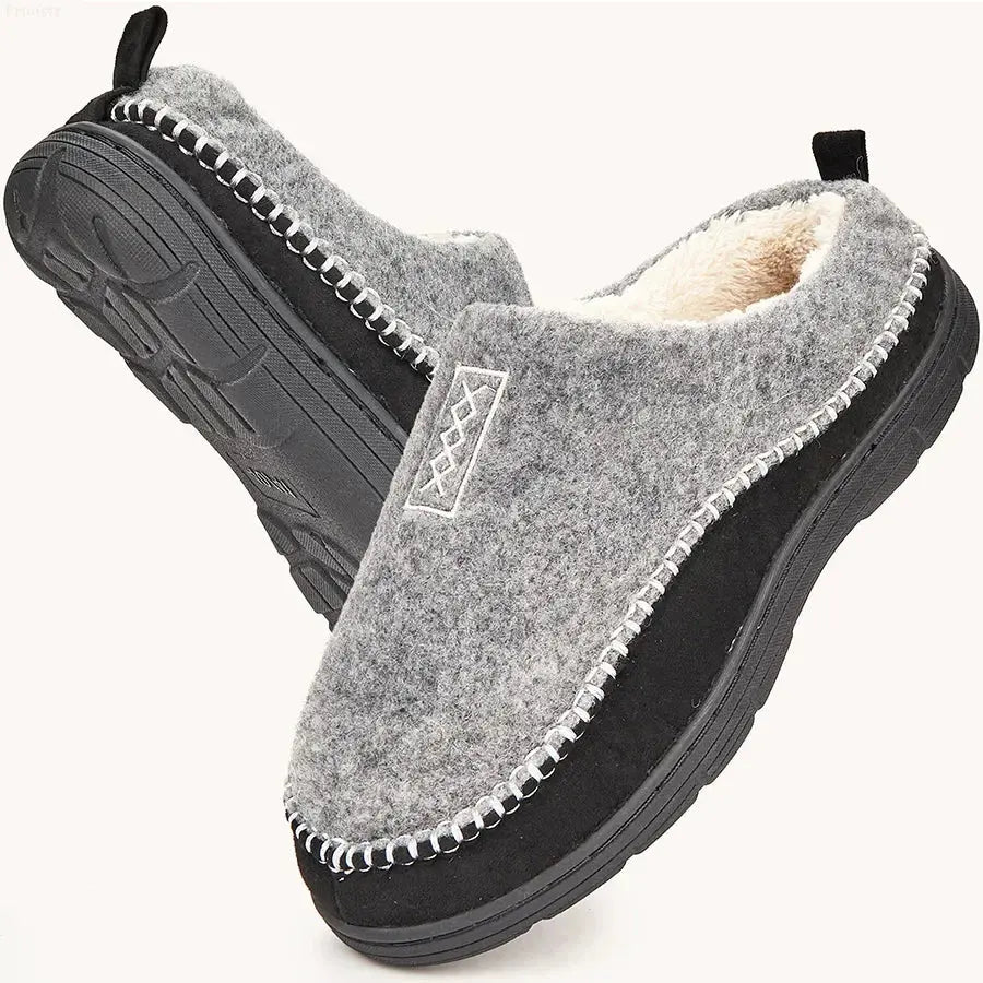 Men's Indoor Winter Slippers with Plush Lining and Non-Slip Sole