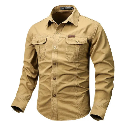 Men's Long-Sleeve Button-Front Shirt with Classic Collar Style