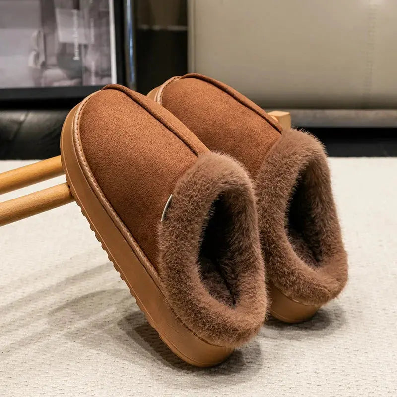 Women's Indoor Plush Slippers with Warm Lining and Non-Slip Sole