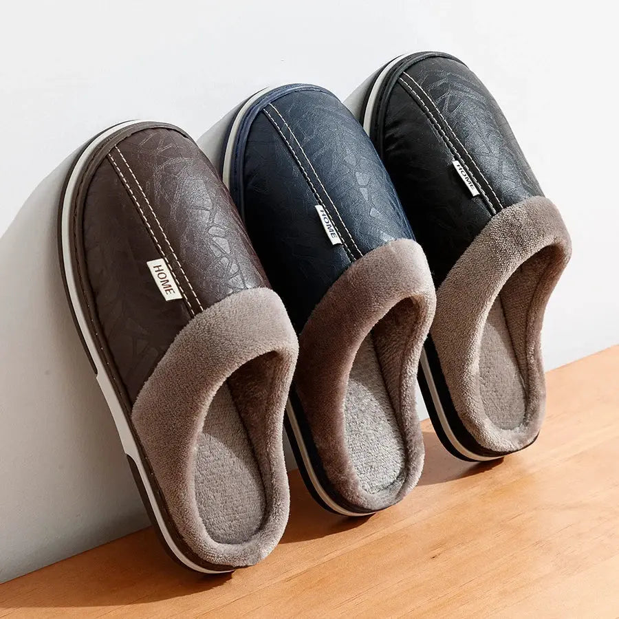 Men's Slip-On Indoor Slippers with Plush Lining and Durable Sole