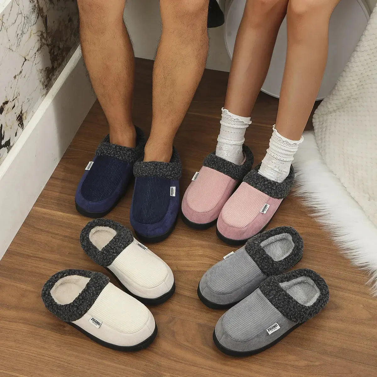 Men's Memory Foam Indoor Slippers with Soft Plush and Anti-Slip Sole