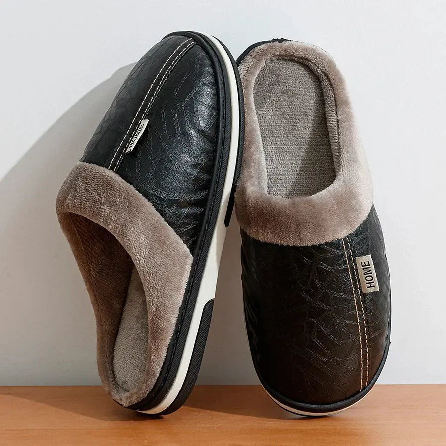 Men's Slip-On Indoor Slippers with Plush Lining and Durable Sole