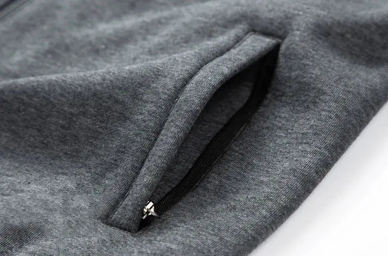 Men's Tracksuit Two Piece Set with Zip Jacket and Geometric Detail