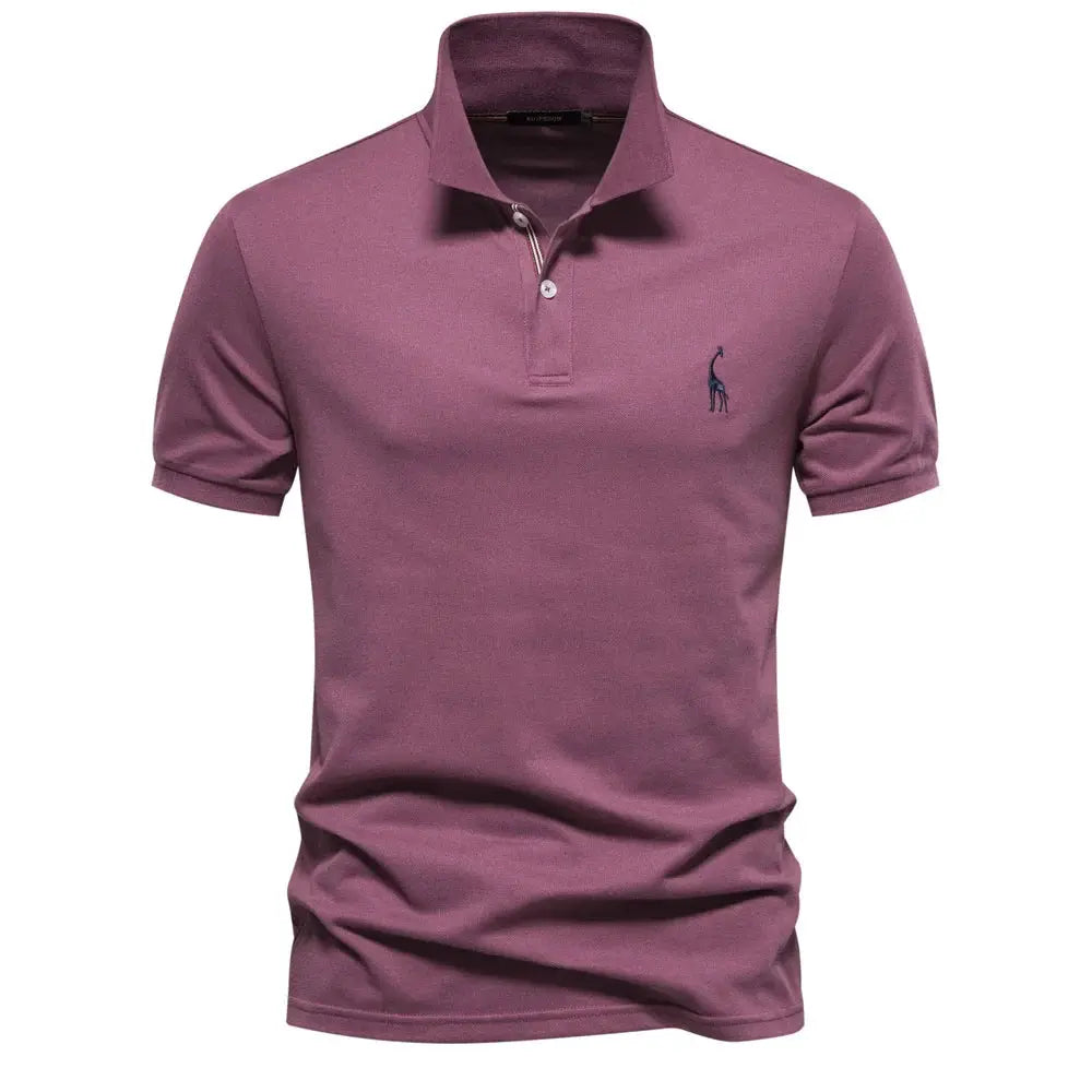 Men's Short-Sleeve Polo Shirt with Chest Logo and Button Placket