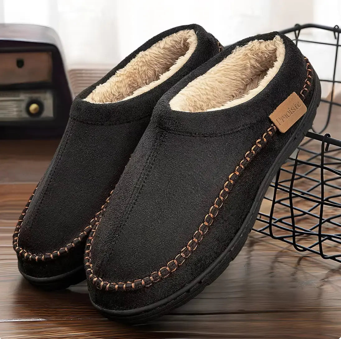 Men's Indoor Memory Foam Slippers with Warm Lining and Non-Slip Sole