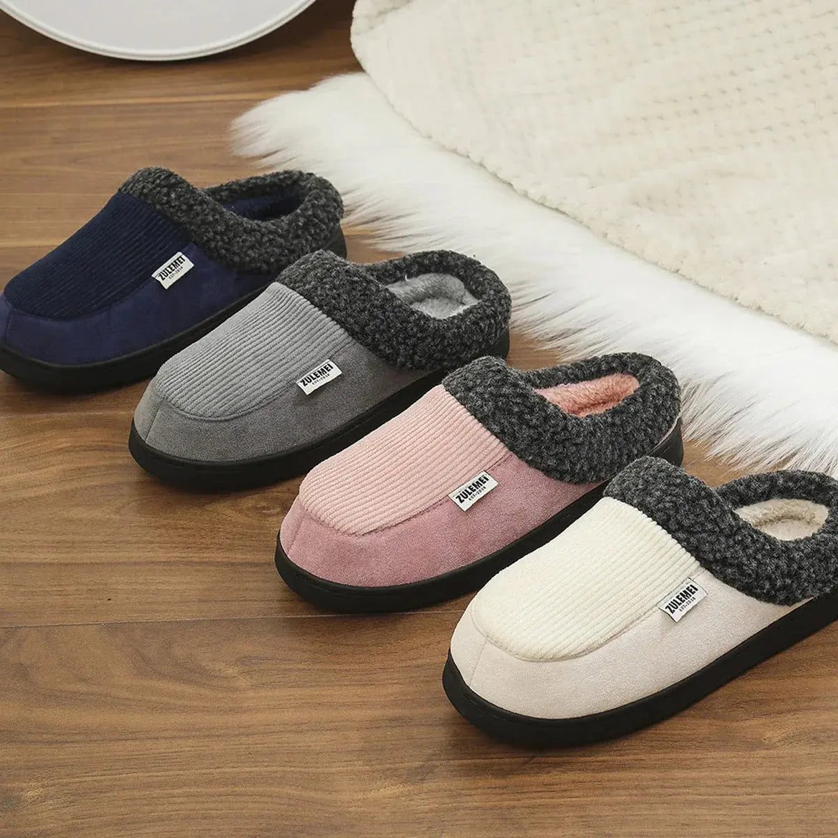 Men's Memory Foam Indoor Slippers with Soft Plush and Anti-Slip Sole