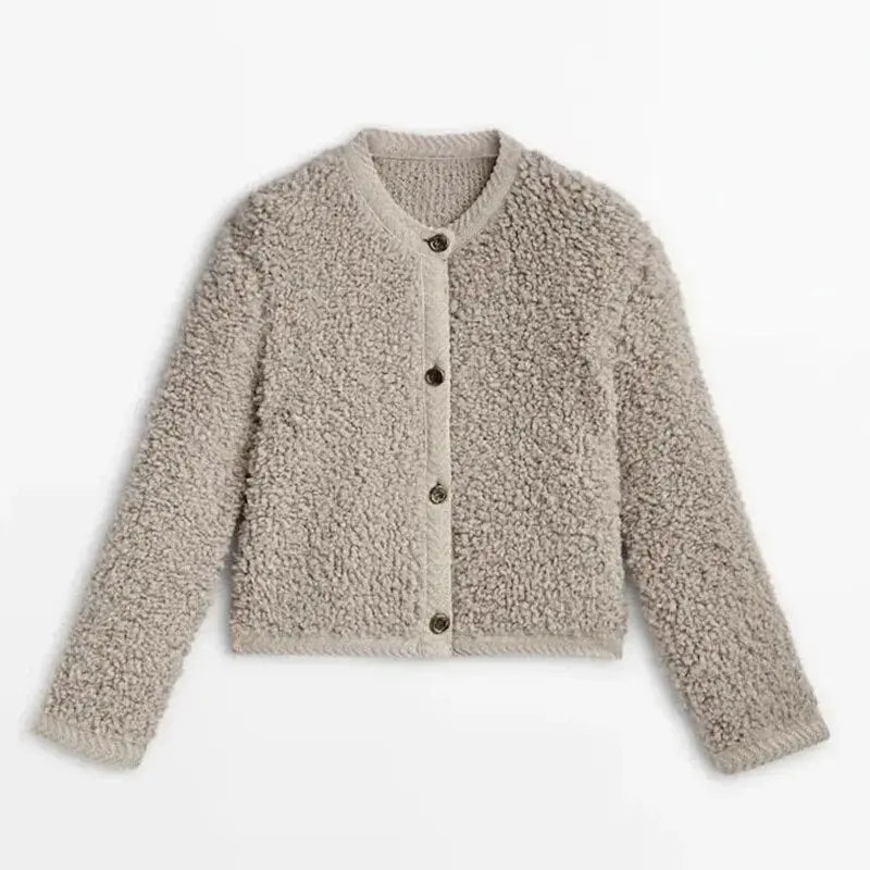 Women's Casual Button Front Teddy Fleece Jacket with Soft Texture