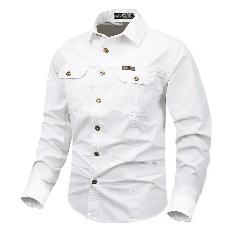 Men's Long-Sleeve Button-Front Shirt with Classic Collar Style