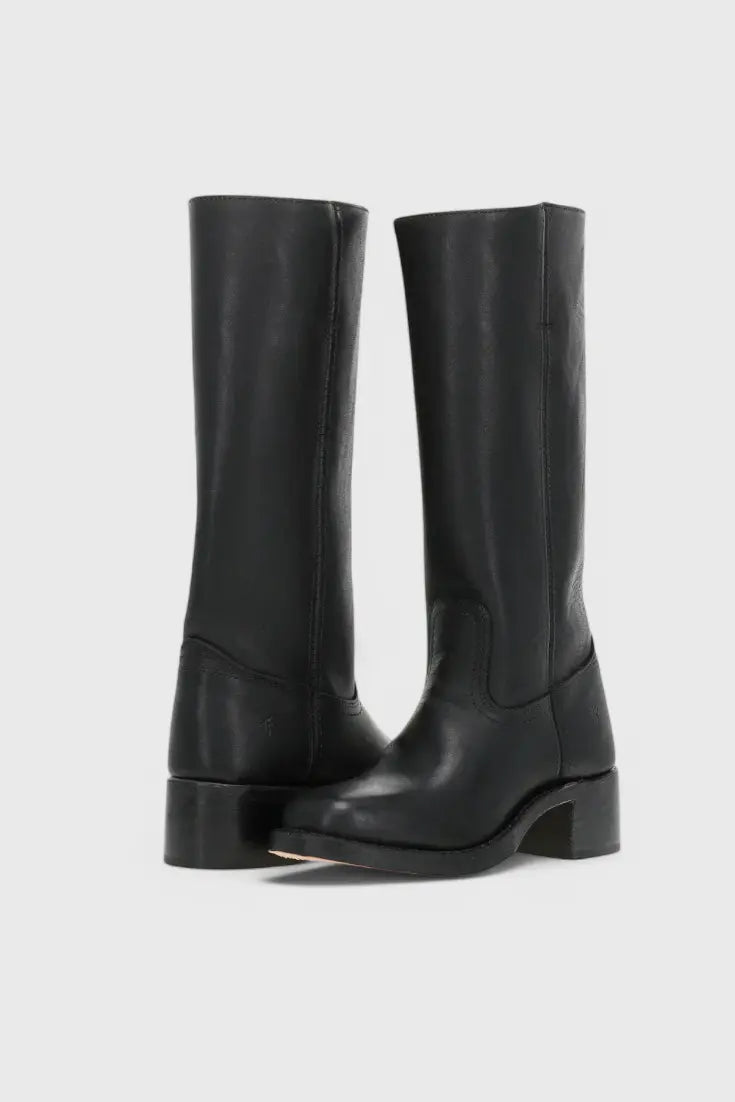 Women's Knee High Boots with Stacked Heel and Classic Round Toe