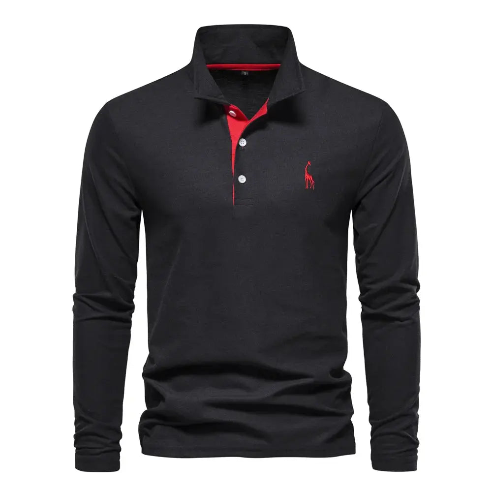 Men’s Long Sleeve Polo Jumper with Button Placket and Collar