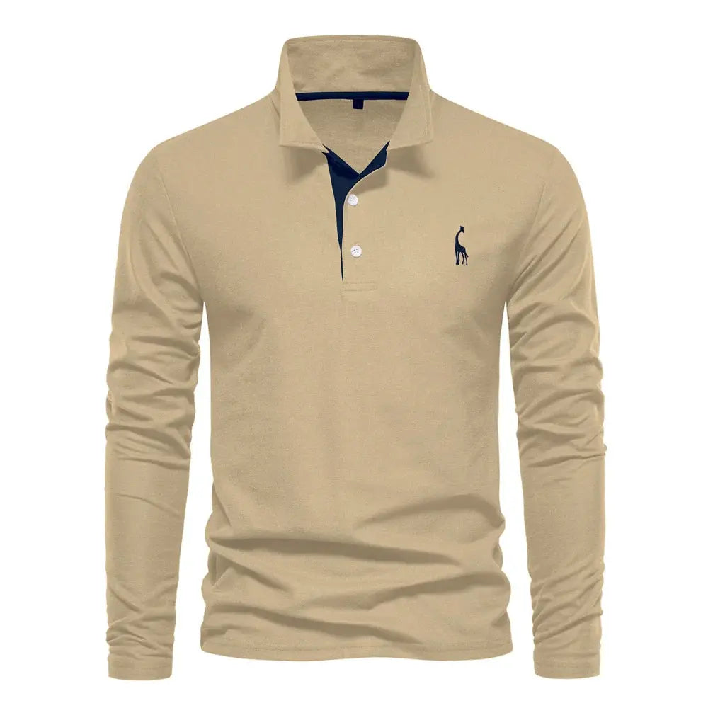 Men’s Long Sleeve Polo Jumper with Button Placket and Collar