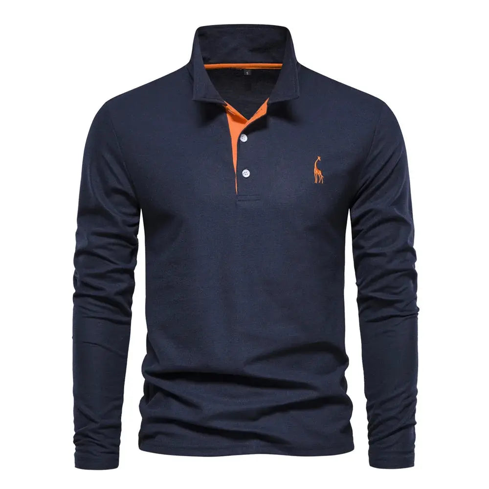 Men’s Long Sleeve Polo Jumper with Button Placket and Collar