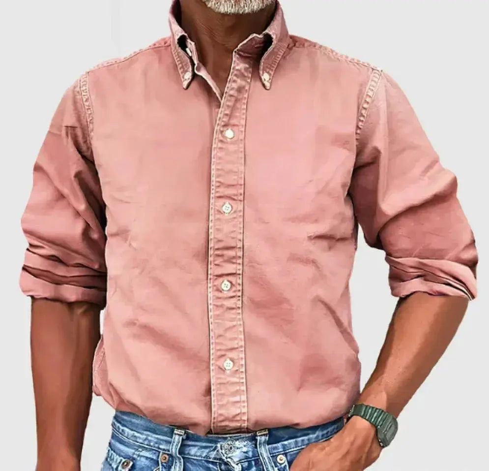 Men's Classic Long Sleeve Button Down Shirt with Smart Collar