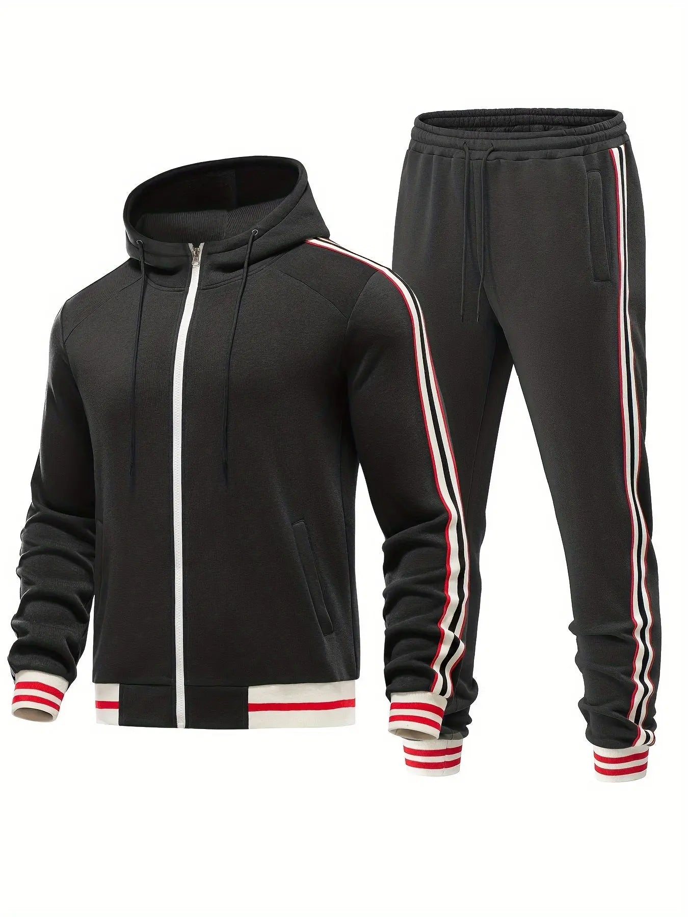 Men's Striped 2-Piece Tracksuit Set with Hoodie and Joggers