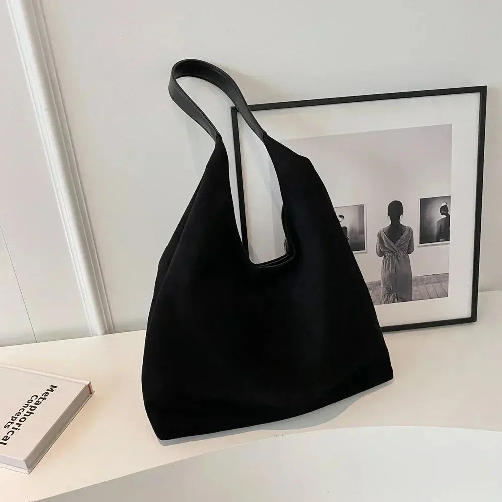Women's Minimalist Shoulder Bag with Soft Texture and Wide Strap